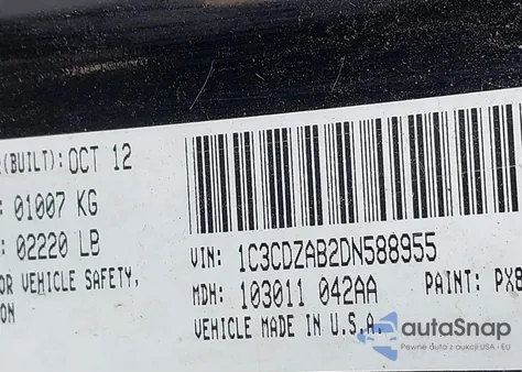 2013 Dodge Avenger Se from USA, damaged, VIN 1C3CDZAB2DN588955